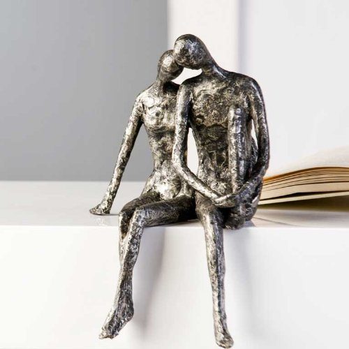 Designer-Figur-Skulptur-Kantensitzer-Couple-in-Antik-Silber-25-x-18-H-x-B-0 Designer-Figur-Skulptur-Kantensitzer-Couple-in-Antik-Silber-25-x-18-H-x-B-0