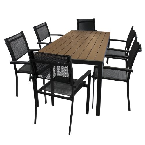 7tlg-Terrassengarnitur-Gartengarnitur-Gartenmbel-Aluminium-Polywood-Non-Wood-Gartentisch-205x90cm--6x-Stapelstuhl-mit-4x4-Textilenbespannung-stapelbar-Gartenstuhl-Bistrostuhl-Balkonstuhl-Sitzgruppe-Si-0 7tlg-Terrassengarnitur-Gartengarnitur-Gartenmbel-Aluminium-Polywood-Non-Wood-Gartentisch-205x90cm--6x-Stapelstuhl-mit-4x4-Textilenbespannung-stapelbar-Gartenstuhl-Bistrostuhl-Balkonstuhl-Sitzgruppe-Si-0