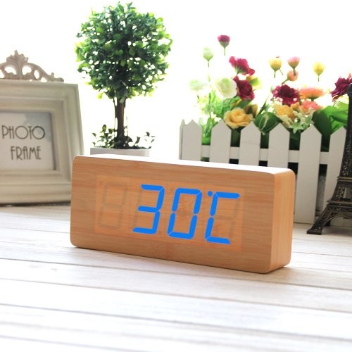 Eiiox-Holz-Wecker-Blau-LED-Kalendar-Thermometer-Wecker-mit-USB-Kabel-0 Eiiox-Holz-Wecker-Blau-LED-Kalendar-Thermometer-Wecker-mit-USB-Kabel-0
