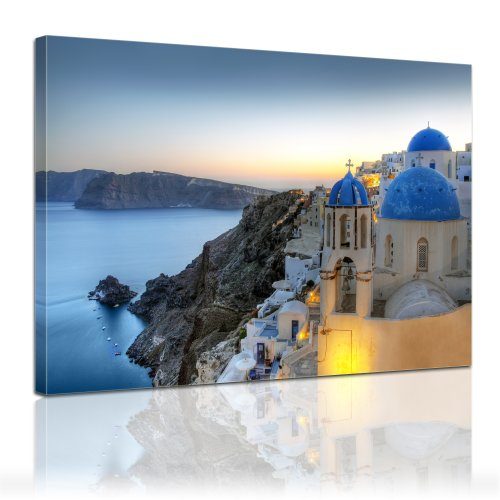 Bilderdepot24-Leinwandbild-Santorini-am-Abend-120x90cm-fertig-gerahmt-direkt-vom-Hersteller-0 Bilderdepot24-Leinwandbild-Santorini-am-Abend-120x90cm-fertig-gerahmt-direkt-vom-Hersteller-0