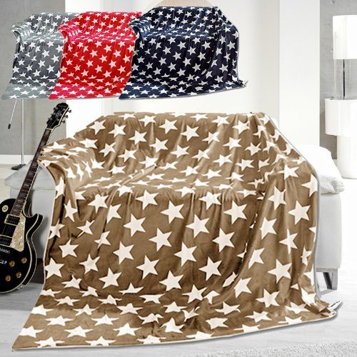 Microfaser-Decke-Sterne-150cm-x-200cm-Kuscheldecke-Beige-Sterne-0 Microfaser-Decke-Sterne-150cm-x-200cm-Kuscheldecke-Beige-Sterne-0