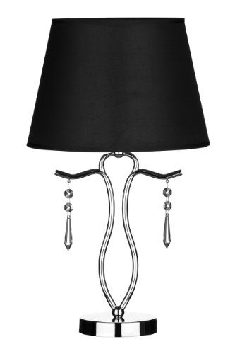Premier-Housewares-Tischlampe-aus-Chrom-mit-hngenden-Edelsteinen-und-Lampenschirm-aus-Stoff-495-x-28-x-28-cm-Schwarz-0 Premier-Housewares-Tischlampe-aus-Chrom-mit-hngenden-Edelsteinen-und-Lampenschirm-aus-Stoff-495-x-28-x-28-cm-Schwarz-0