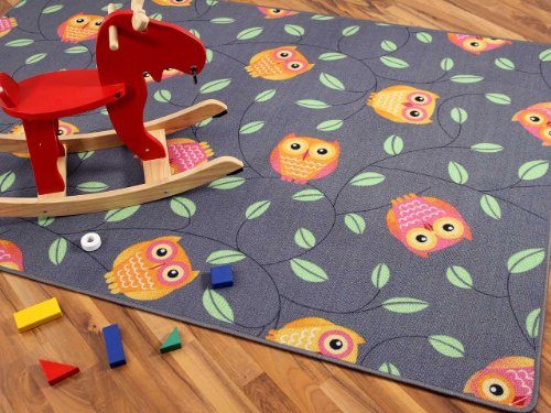 Kinder-Spielteppich-Eule-Grau-Anthrazit-Orange-in-24-Gren-0 Kinder-Spielteppich-Eule-Grau-Anthrazit-Orange-in-24-Gren-0