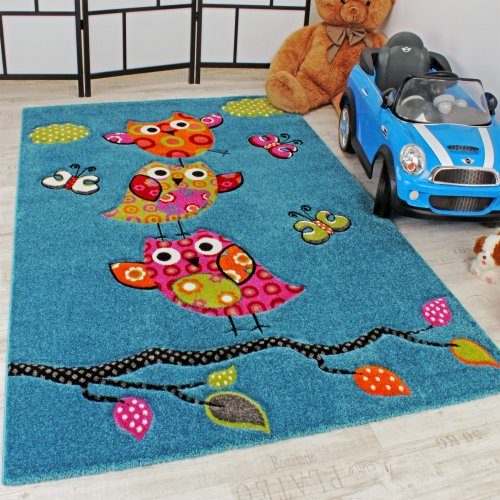 Kinder-Teppich-Niedliche-Eulen-Trkis-Blau-Orange-Grn-Pink-Grsse120x170-cm-0 Kinder-Teppich-Niedliche-Eulen-Trkis-Blau-Orange-Grn-Pink-Grsse120x170-cm-0