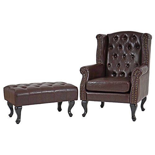 Sessel-Relaxsessel-Clubsessel-Ohrensessel-Chesterfield-Kunstleder-antik-braun-mit-Ottomane-0 Sessel-Relaxsessel-Clubsessel-Ohrensessel-Chesterfield-Kunstleder-antik-braun-mit-Ottomane-0