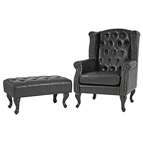Sessel-Relaxsessel-Clubsessel-Ohrensessel-Chesterfield-Kunstleder-schwarz-mit-Ottomane-0 Sessel-Relaxsessel-Clubsessel-Ohrensessel-Chesterfield-Kunstleder-schwarz-mit-Ottomane-0