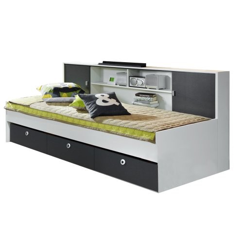 rauch-Jugendbett-Chica-mit-Schubksten-und-Regalberbau-grau-metallicalpinwei-LIEGEFLCHE-CA90X200-CM-0 rauch-Jugendbett-Chica-mit-Schubksten-und-Regalberbau-grau-metallicalpinwei-LIEGEFLCHE-CA90X200-CM-0