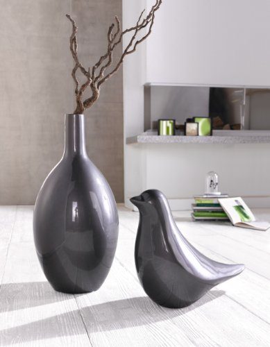 DEKO-VASE-SILBERGRAU-bauchig-BODENVASE-BLUMENVASE-GLASVASE-VASE-GLAS--30x60cm-0 DEKO-VASE-SILBERGRAU-bauchig-BODENVASE-BLUMENVASE-GLASVASE-VASE-GLAS--30x60cm-0
