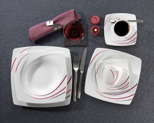 Madame-Celebration-Linie-Dekor-Kombi-Service-30-teilig-Neu-Eckig-Porzellan-Set-6-Personen-0 Madame-Celebration-Linie-Dekor-Kombi-Service-30-teilig-Neu-Eckig-Porzellan-Set-6-Personen-0