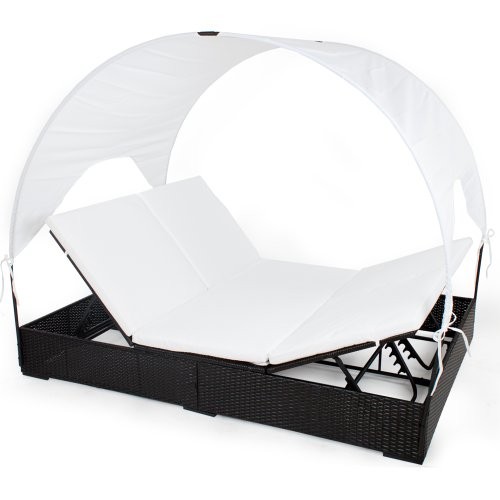 TecTake-Sonnenliege-Poly-Rattan-Gartenliege-Loungeliege-Gartenlounge-Doppelliege-Sonneninsel-mit-Dach-2-Personen-0 TecTake-Sonnenliege-Poly-Rattan-Gartenliege-Loungeliege-Gartenlounge-Doppelliege-Sonneninsel-mit-Dach-2-Personen-0