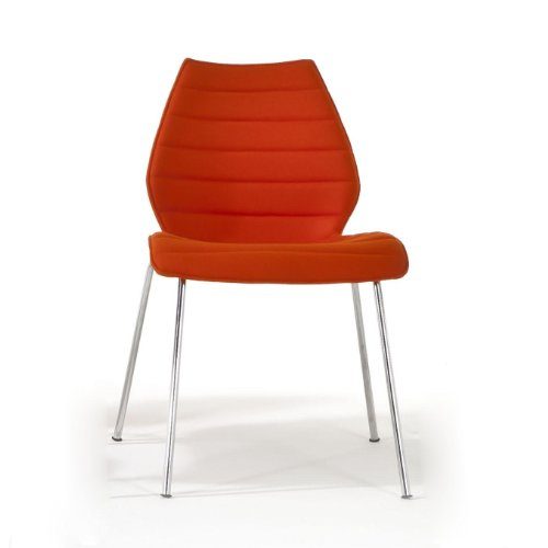 Kartell-Maui-Soft-Stuhl-orange-Stoff-Trevira-Gestell-verchromter-Stahl-0 Kartell-Maui-Soft-Stuhl-orange-Stoff-Trevira-Gestell-verchromter-Stahl-0