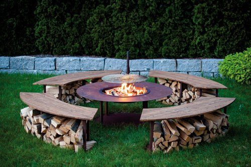 Feuerstelle-Outdoor-Model-Circle-Set-mit-Grill-und-4-Bnken-in-Edelrost-0 Feuerstelle-Outdoor-Model-Circle-Set-mit-Grill-und-4-Bnken-in-Edelrost-0
