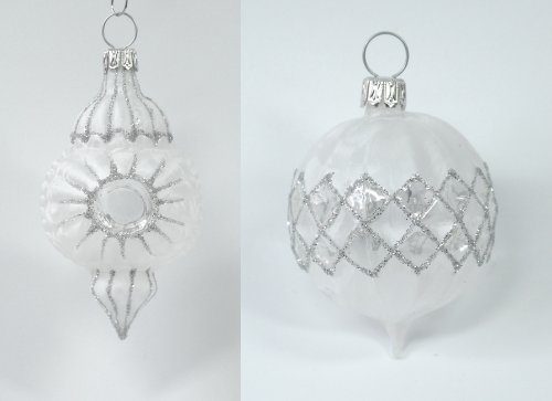 2-Stck-Baumkugel-Waffelkugel-und-Ornament-spitz-in-polar-weiss-und-klares-Glas-Rieser-Baumschmuck-0 2-Stck-Baumkugel-Waffelkugel-und-Ornament-spitz-in-polar-weiss-und-klares-Glas-Rieser-Baumschmuck-0