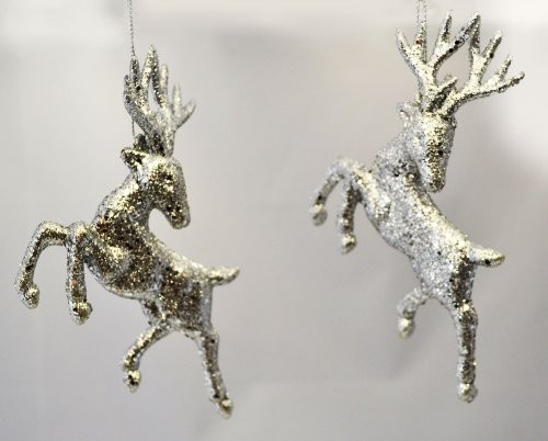 2er-Set-Hnger-HIRSCH-silber-mit-Glitter-H-11-cm-Christbaumschmuck-0 2er-Set-Hnger-HIRSCH-silber-mit-Glitter-H-11-cm-Christbaumschmuck-0