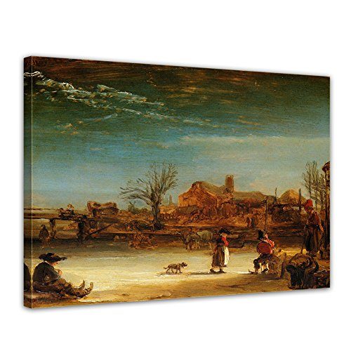 Bilderdepot24-Leinwandbild-Rembrandt-Alte-Meister-Winterlandschaft-120x90cm-fertig-gerahmt-direkt-vom-Hersteller-0 Bilderdepot24-Leinwandbild-Rembrandt-Alte-Meister-Winterlandschaft-120x90cm-fertig-gerahmt-direkt-vom-Hersteller-0