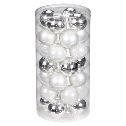 Inge-glas-19000D002-Kugel-45-mm-28-StckDose-silber-glanz-wei-matt-porzellanwei-0 Inge-glas-19000D002-Kugel-45-mm-28-StckDose-silber-glanz-wei-matt-porzellanwei-0