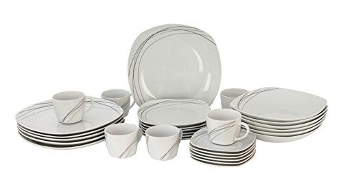 Kombiservice-Frisco-30-teilig-leicht-eckig-Porzellan-fr-6-Personen-wei-mit-grauem-Liniendekor-0 Kombiservice-Frisco-30-teilig-leicht-eckig-Porzellan-fr-6-Personen-wei-mit-grauem-Liniendekor-0