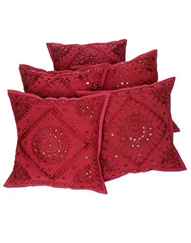 Rajrang-CCS07068-Floral-Embroiderot-weinrot-Baumwolle-Kissenbezug-rot-0 Rajrang-CCS07068-Floral-Embroiderot-weinrot-Baumwolle-Kissenbezug-rot-0