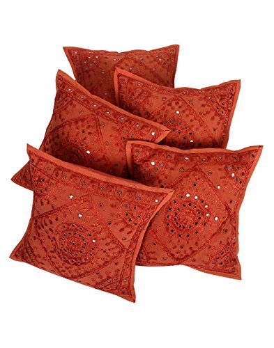 Rajrang-CCS07422-Geometric-gestickte-Baumwolle-Kissenbezug-rust-0 Rajrang-CCS07422-Geometric-gestickte-Baumwolle-Kissenbezug-rust-0