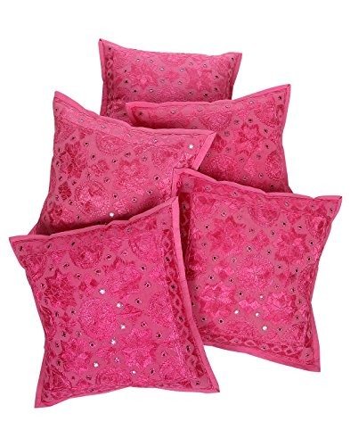 Rajrang-CCS07433-Floral-Gestickte-Baumwolle-Kissenbezug-rosa-0 Rajrang-CCS07433-Floral-Gestickte-Baumwolle-Kissenbezug-rosa-0