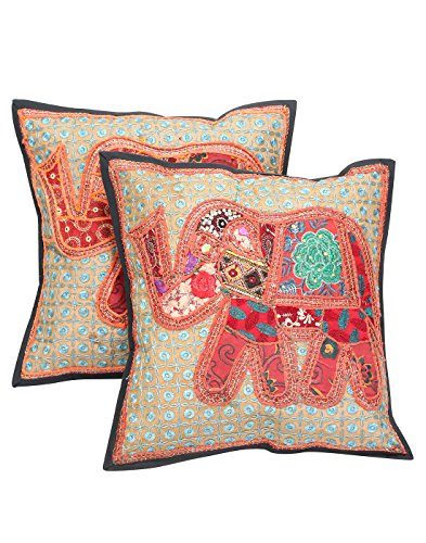 Rajrang-CCS08386-Elephant-Patch-Work-Baumwolle-Kissenbezug-braun-0 Rajrang-CCS08386-Elephant-Patch-Work-Baumwolle-Kissenbezug-braun-0