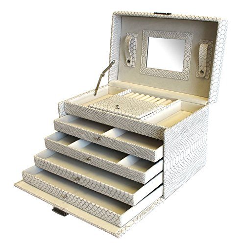 Schmuckschatulle-Schmuckbox-31x20x20cm-Schmuckkoffer-Schmuckkstchen-Schmuckkasten-Cremewei-0 Schmuckschatulle-Schmuckbox-31x20x20cm-Schmuckkoffer-Schmuckkstchen-Schmuckkasten-Cremewei-0