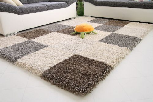 Shaggy-Teppich-Hochflor-Langflor-Funny-XXL-Top-Qualitt-Karo-beige-braun-Gre-240x340-cm-0 Shaggy-Teppich-Hochflor-Langflor-Funny-XXL-Top-Qualitt-Karo-beige-braun-Gre-240x340-cm-0