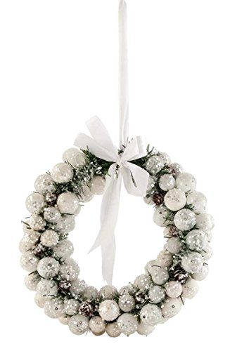 Clayre-Eef-6GL1318-Deko-Dekoration-Kranz-Trkranz-Wandkranz-Weihnachten-weie-Kugeln-ca--21-cm-0 Clayre-Eef-6GL1318-Deko-Dekoration-Kranz-Trkranz-Wandkranz-Weihnachten-weie-Kugeln-ca--21-cm-0