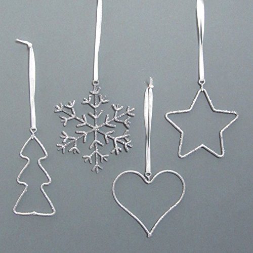 METALL-HNGER-SET-12-TEILE-Ca-7-9-cm-Herz-Stern-Baum-Flocke-SILBER-49-BEGLITTERT-0 METALL-HNGER-SET-12-TEILE-Ca-7-9-cm-Herz-Stern-Baum-Flocke-SILBER-49-BEGLITTERT-0