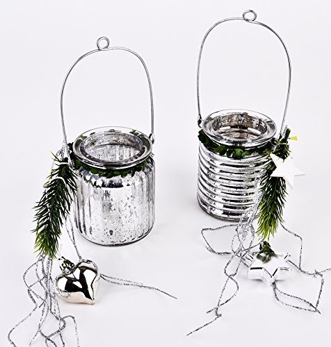 Teelichthalter-2er-Set-Xmas-Deko-35x8x8cm-silber-Weihnachten-0 Teelichthalter-2er-Set-Xmas-Deko-35x8x8cm-silber-Weihnachten-0