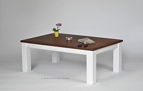 Couchtisch-Wohnzimmer-Tisch-Rio-Landhaus-120x80cm-Pinie-Massivholz-2-farbig-Tischplatte-leicht-gebrstet-und-rustikal-gearbeitet-Farbton-Weiss-Kolonial-Zimt-0