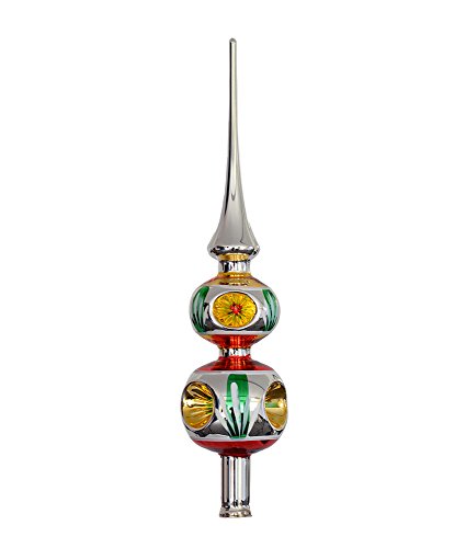 Thringer-Weihnacht-Baumspitze-mit-67-cm-Kugeln-6-Reflex-Retro-Stil-Glas-Bunt-30-x-7-x-7-cm-0 Thringer-Weihnacht-Baumspitze-mit-67-cm-Kugeln-6-Reflex-Retro-Stil-Glas-Bunt-30-x-7-x-7-cm-0