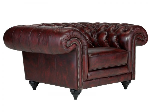 massivum Sessel aus Echtleder »Chesterfield Clifton « rot