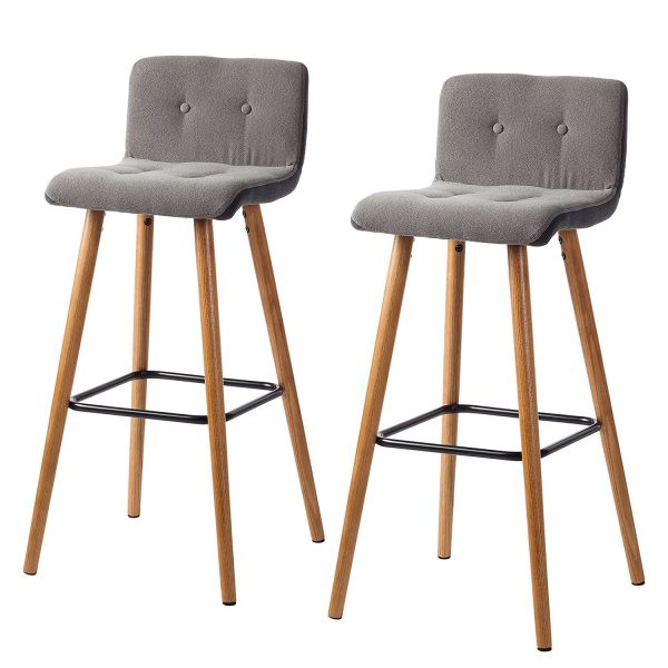 Barhocker Troon (2er-Set) - Eiche massiv / Webstoff - Hellgrau / Anthrazit Barhocker Troon (2er-Set) - Eiche massiv / Webstoff - Hellgrau / Anthrazit
