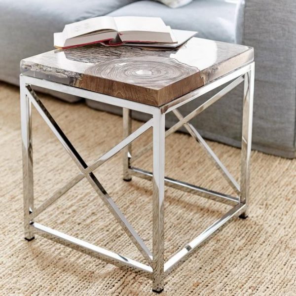 Beistelltisch Filion braun/silber H/B/T ca. 55/50/45 cm Beistelltisch Filion braun/silber H/B/T ca. 55/50/45 cm