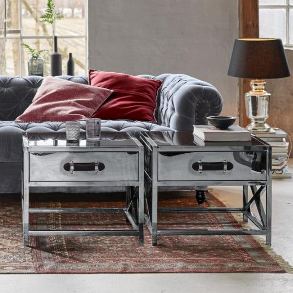 Beistelltisch Lambeth silber H/B/T ca. 50/60/60 cm Beistelltisch Lambeth silber H/B/T ca. 50/60/60 cm
