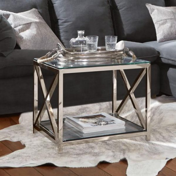 Beistelltisch Stamford silber/klar H/B/T ca. 50/60/60 cm Beistelltisch Stamford silber/klar H/B/T ca. 50/60/60 cm