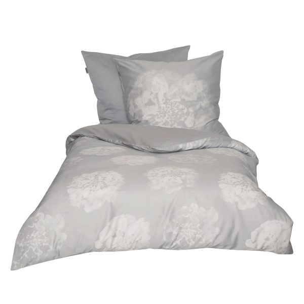 Bettwäsche Flori - Baumwollstoff - Grau / Creme - 135 x 200 cm + Kissen 80 x 80 cm Bettwäsche Flori - Baumwollstoff - Grau / Creme - 135 x 200 cm + Kissen 80 x 80 cm