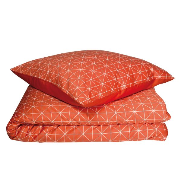 Bettwäsche Grid - Baumwollstoff - Orange / Cremeweiß - 135 x 200 cm + Kissen 80 x 80 cm Bettwäsche Grid - Baumwollstoff - Orange / Cremeweiß - 135 x 200 cm + Kissen 80 x 80 cm