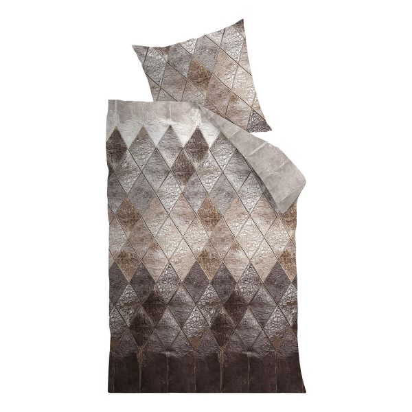 Bettwäsche Leather - Baumwollstoff - Beige / Hellgrau - 155 x 220 cm + Kissen 80 x 80 cm Bettwäsche Leather - Baumwollstoff - Beige / Hellgrau - 155 x 220 cm + Kissen 80 x 80 cm