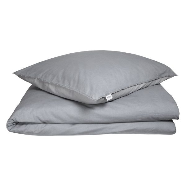 Bettwäsche Pina Uni - Baumwollstoff - Grau - 135 x 200 cm + Kissen 80 x 80 cm Bettwäsche Pina Uni - Baumwollstoff - Grau - 135 x 200 cm + Kissen 80 x 80 cm