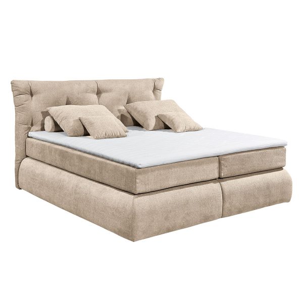 Boxspringbett Bannon - Microvelours - Beige Boxspringbett Bannon - Microvelours - Beige