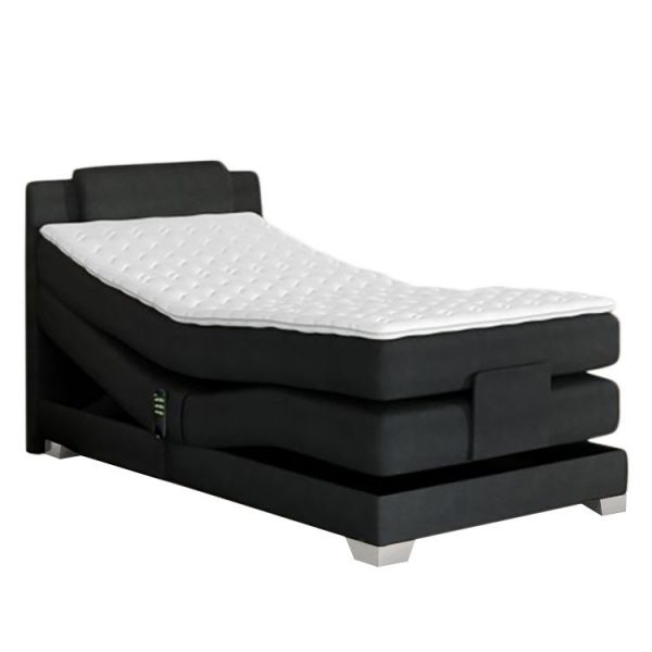 Boxspringbett Kinowo - motorisch verstellbar - Webstoff - Schwarz - 100 x 200cm Boxspringbett Kinowo - motorisch verstellbar - Webstoff - Schwarz - 100 x 200cm