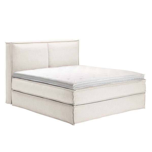 Boxspringbett Kinx - Webstoff - Weiß - 130 cm - 180 x 200 cm Boxspringbett Kinx - Webstoff - Weiß - 130 cm - 180 x 200 cm