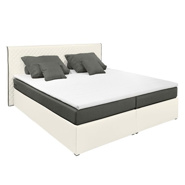 Boxspringbett Oakham (inklusive Topper) Kunstleder - 180 x 200cm - Weiß / Anthrazit Boxspringbett Oakham (inklusive Topper) Kunstleder - 180 x 200cm - Weiß / Anthrazit