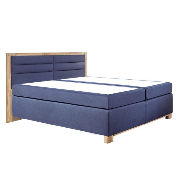 Boxspringbett Ohio - Ohne Topper - Dunkelblau / Plankeneiche Dekor Boxspringbett Ohio - Ohne Topper - Dunkelblau / Plankeneiche Dekor