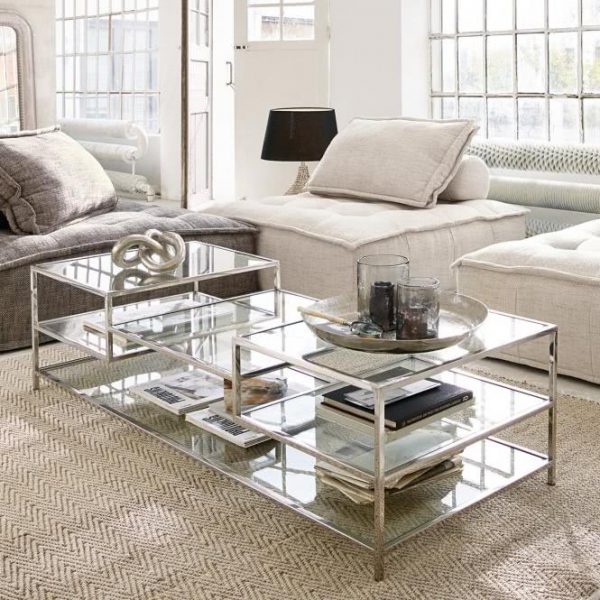 Couchtisch Byllis silber/klar H/B/T ca. 40/160/60 cm Couchtisch Byllis silber/klar H/B/T ca. 40/160/60 cm
