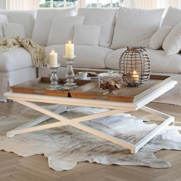 Couchtisch Carteret weiß/natur H/B/T ca. 45/80/80 cm Couchtisch Carteret weiß/natur H/B/T ca. 45/80/80 cm
