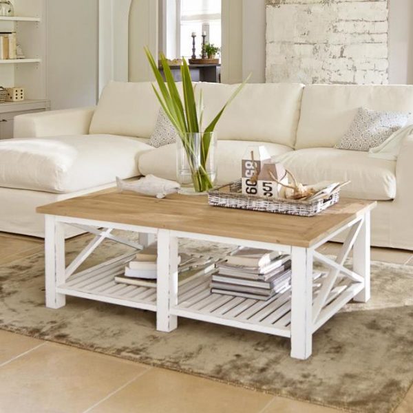 Couchtisch Medfield weiß/braun H/B/T ca. 45/130/80 cm Couchtisch Medfield weiß/braun H/B/T ca. 45/130/80 cm