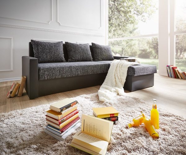 DELIFE Ecksofa Avondi 225x145 cm Schwarz mit Schlaffunktion, Ecksofas DELIFE Ecksofa Avondi 225x145 cm Schwarz mit Schlaffunktion, Ecksofas